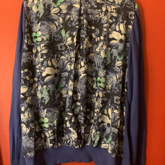 Loft royal blue sweater with flowers on the back. - Picture 2 of 3